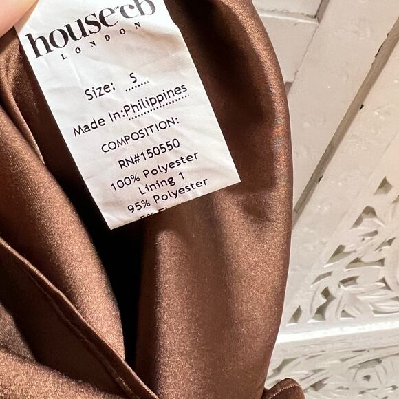 House of CB Myrna Chocolate Brown Satin Corset Dress Size S Small - Picture 7 of 9